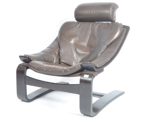 Ake Fribytter - Nelo Mobel - Kroken - A retro vintage mid 20th Century lounge / sling chair / armchair comprising of a staine