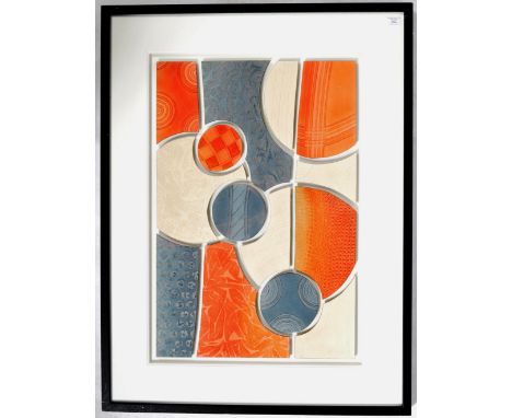 Nancy Wood (S.F.P 1961 - to present) - A 3D abstract framed and glazed wall art painting sculpture with each shaped panel bei