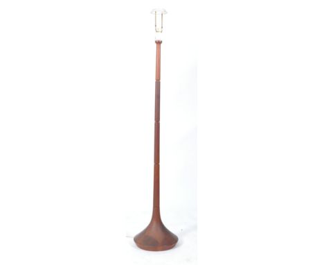 Lisbeth Brams - An original retro vintage 1960's Danish teak wood floor standing standard light lamp having a section cylindr