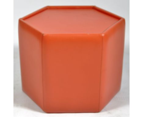 Possibly De Sede - A retro vintage 20th Century leather octagonal side / lamp table upholstered in pink leather. Condition; s