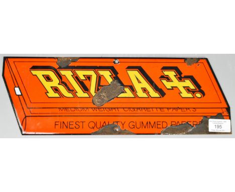 Rizla - Liquorice - A rare and unusual mid 20th Century retro vintage porcelain enamel point of sale shop advertising sign in