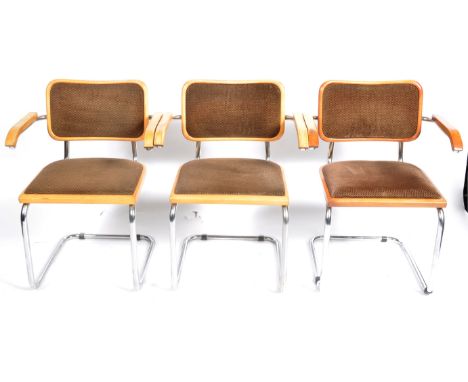 A set of 12 (two sets of six) retro vintage 20th Century Italian cantilever dining chairs / side chairs in the manner of Marc
