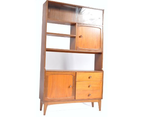 Stonehill Furniture - A retro vintage teak wood room divider / bookcase display unit. The free standing divider having slidin