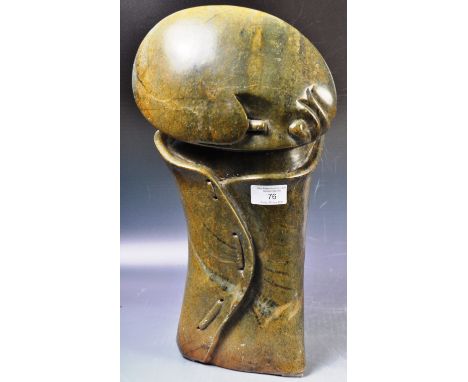 Attributed to&nbsp;David Gopito - A retro vintage 20th Century Zimbabwe figural carved Shona stone sculpture abstract female 