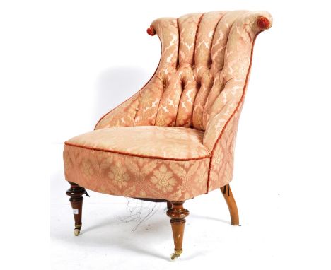 An antique 19th Century Swedish upholstered shell back lounge chair / easy chair or bedroom chair having a shaped scroll shel