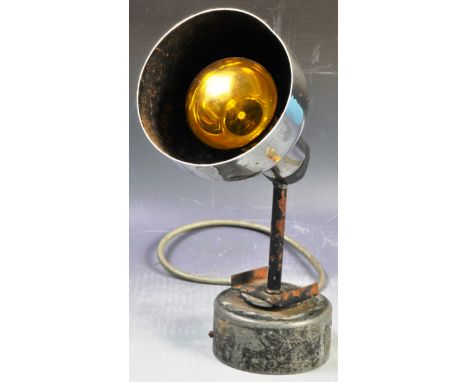 A retro vintage mid 20th Century English industrial workmen's wall mountable / desk top table lamp lamp light having a chrome