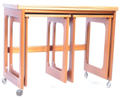 McIntosh of Kirkcaldy - A retro vintage mid 20th Century McIntosh teak wood nest of tables with folding occasional top and tw