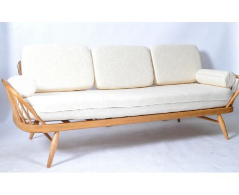 Lucian Ercolani - Ercol - Model 355 - Studio Couch - A retro vintage 1970's blonde beech and elm three seat sofa settee / day