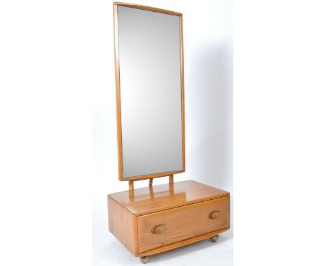 Lucian Ercolani - Ercol - Windsor - A retro vintage 20th Century blonde beech and elm full length free standing cheval mirror