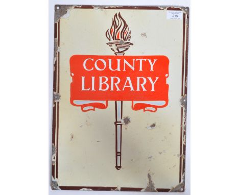 County Library - A vintage 20th Century advertising notice rectangular enamel porcelain sign for the 'County Library'. The si