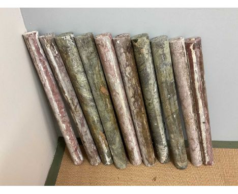 Ten various marble architectural round posts, height 76cm.