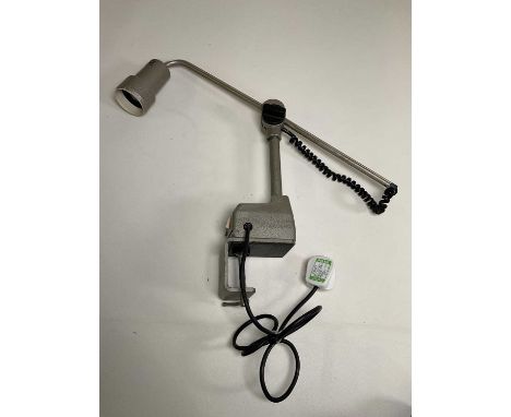 ELKA LUX OF GERMANY; a mid 20th century industrial adjustable desk clamp lamp, appropriate height 50cm, recent PAT test.