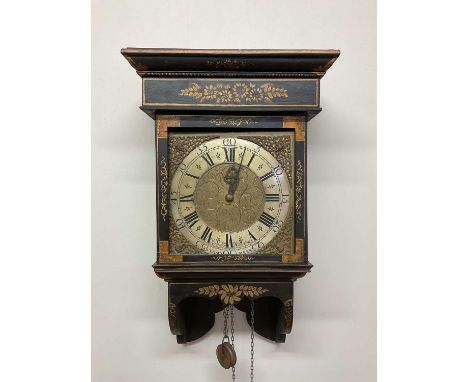 A wall clock set with a thirty hour longcase clock dial and movement, inscribed 'Richard Houton, Oversly Green', within a gil