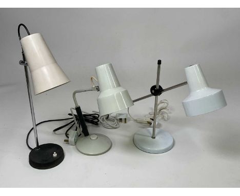 Three mid 20th century adjustable desk lamps, comprising a lamp by VOMAK, a Thousand and One Lamps Ltd example, and a further