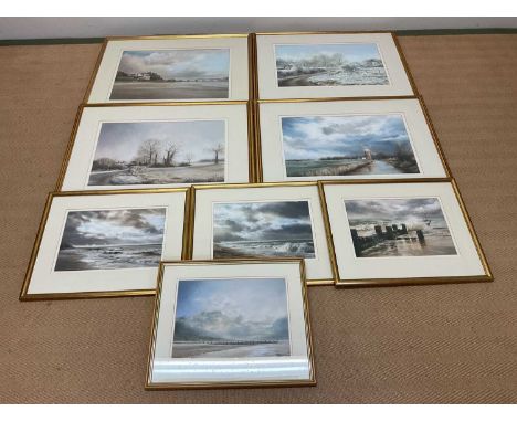 † CHRISTOPHER R STOLWORTHY; a group of eight original watercolours and pastels, various landscapes, all signed, all framed an