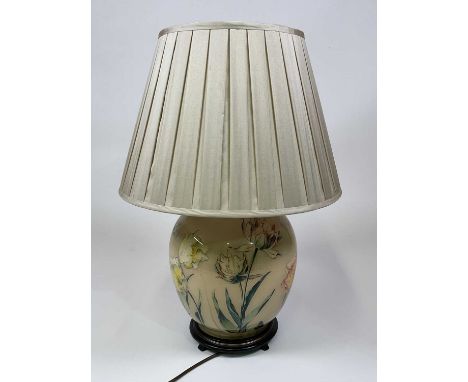 JENNY WORRALL; a contemporary table lamp base, decorated with flowers, lamp base height 34cm.