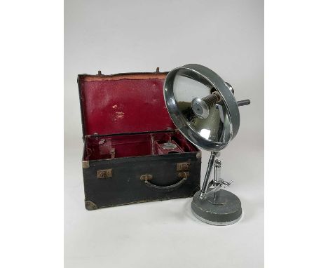 HEALA; a mid 20th century heat lamp and original carry case.