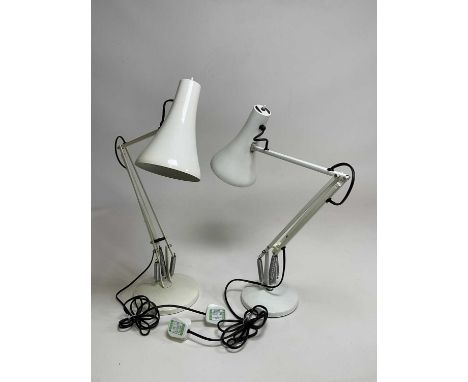 ANGLEPOISE LIGHTING LTD; a pair of mid 20th century Model 90 desk lamps in white, both with recent PAT test.