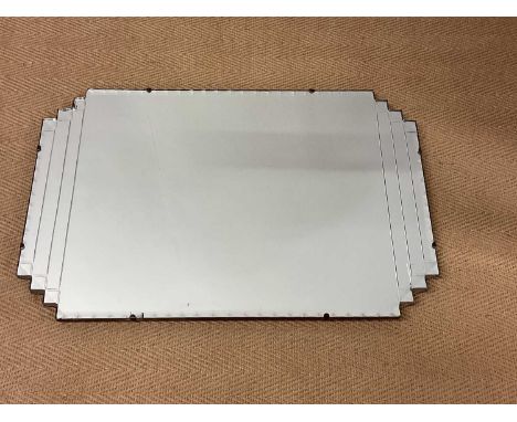 An Art Deco wall mirror with stepped edge, 48 x 72cm.