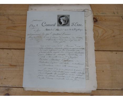 DUMAS GENERAL (GUILLAUME) MATHIEU.&nbsp;&nbsp;Signed manuscript letter on three leaves of a folded sheet, to Citoyen Duvillie