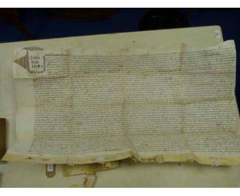 17th Century Legal Indentures.&nbsp;&nbsp;Manuscript indenture on vellum, with seal, re. property transaction in Staffordshir
