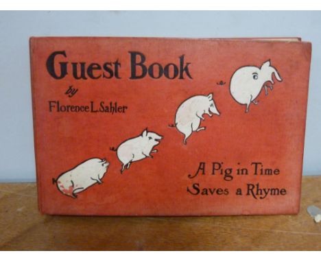 SAHLER FLORENCE L.&nbsp;&nbsp;A Guest Book, Many Pigs of Many Pens. Frontis. Oblong. Orig. dec. cloth, unused. Manuscript dat