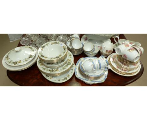 A Royal Doulton 'Larchmont' part dinner service; a Royal Albert 'Orient' part tea service; a Colclough part tea service