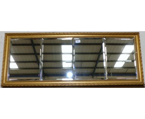 An Adam style gilt framed 4 panel over mantel mirror