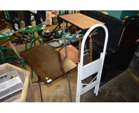 A bed table; together with a projector table; a set of steps and a boot pull