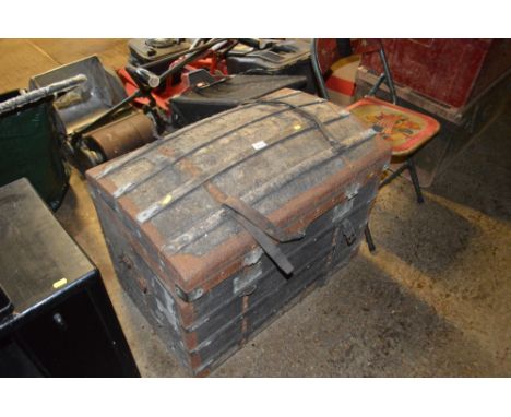 A metal bound dome topped trunk for restoration