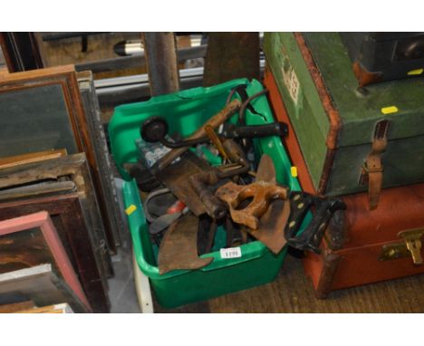 A box of various hand tools 
