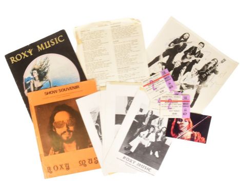 Roxy Music (English rock band formed 1970) - collection of ephemera and paperwork relating to Roxy Music, including: a signed