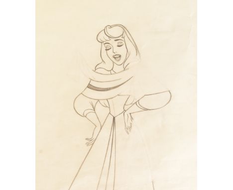 Walt Disney - Sleeping Beauty (1959) - a production used clean-up drawing of Briar Rose / Princess Aurora from the animated c