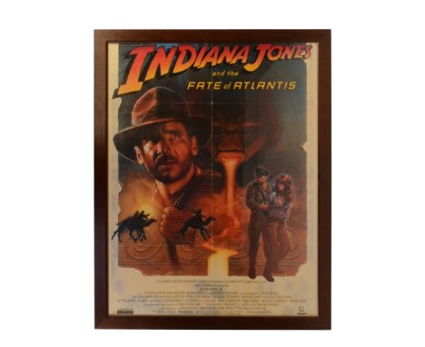 Indiana Jones And The Fate Of Atlantis (1992 Video Game) - original promotional poster for the game. LucasArts Games. Framed 