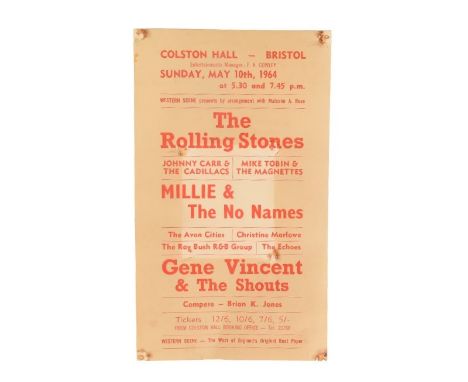 The Rolling Stones (English Rock Band Formed 1962) - Bristol Colston Hall - original handbill / flyer for a concert on Sunday