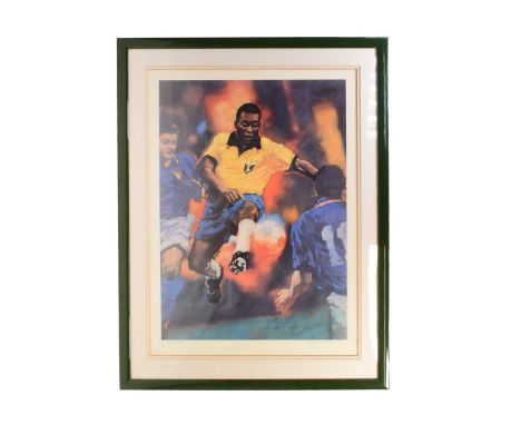 Football - Pele (1940-2022) - autographed limited edition print by C. Michael Dudash, after the original oil painting. Signed