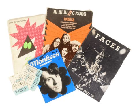 1970s Music Interest - a small collection of 1970s music ephemera including: x3 tickets for David Bowie at Empire Pool, Wembl