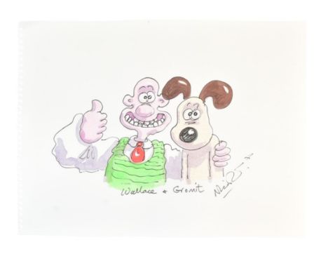 (ARR) Aardman Animations - Wallace And Gromit - Nick Park - a large original watercolour painting of Wallace and Gromit, pain