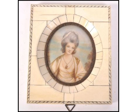 A believed Austrian 18th /&nbsp; 19th century Ivory oval portrait miniature of a ladyin the manner of&nbsp;Moritz Michael Daf