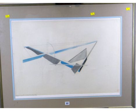 RICHARD COX colour print - geometric abstract, entitled 'Triangle...', signed and dated 1982 and with artist's stamp, 53 x 73