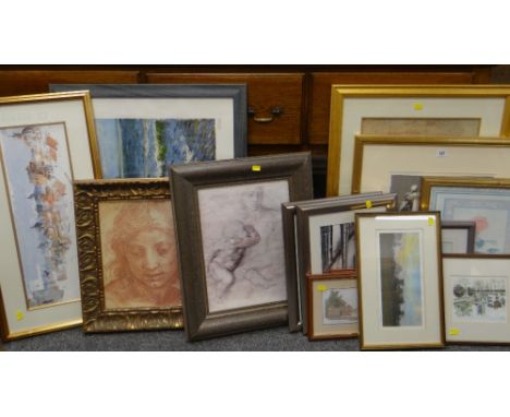 VARIOUS FURNISHING PRINTS including Leonardo Da Vinci sketches, limited edition prints by Alexander - (94/850) &amp; (642/750