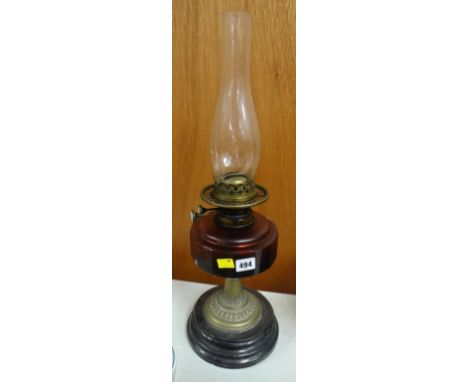 VINTAGE RUBY GLASS RESERVOIR OIL LAMP