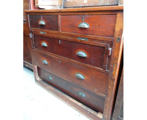 VINTAGE MAHOGANY CHEST with three long and two short drawers and a brushing slide