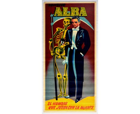 Original vintage advertising poster for Profesor Alba - El Hombre Que Juega Con La Muerte / Professor Alba The Man Who Plays 