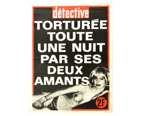 Original vintage poster advertising a French weekly magazine - Detective - created in 1928. It deals with crime stories, tria