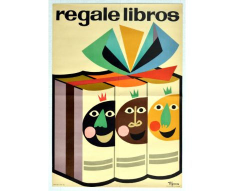 Original vintage advertising poster to promote reading and boost book sales - Regale libros / Gift books -Illustration featur