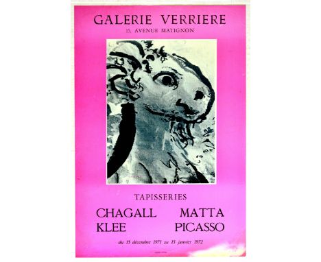 Original vintage advertising poster for an arts exhibition at the Galerie Verriere / Verriere Gallery held in Paris 15 Decemb