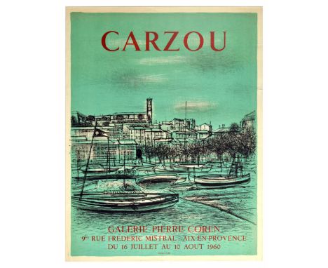 Original vintage advertising poster for an art exhibition of Jean Carzou (Karnik Zouloumian, 1907-2000) artworks held on 16 J