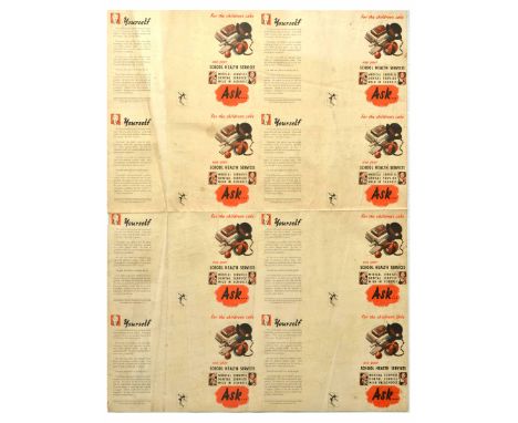 Original vintage double-sided printer's proof sheet with leaflets issued by The Central Council for Health Educators. The lea