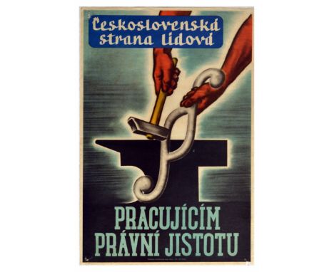 Original vintage elections propaganda poster issued by Ceskoslovenska strana lidova / Czechoslovak People's Party a Christian